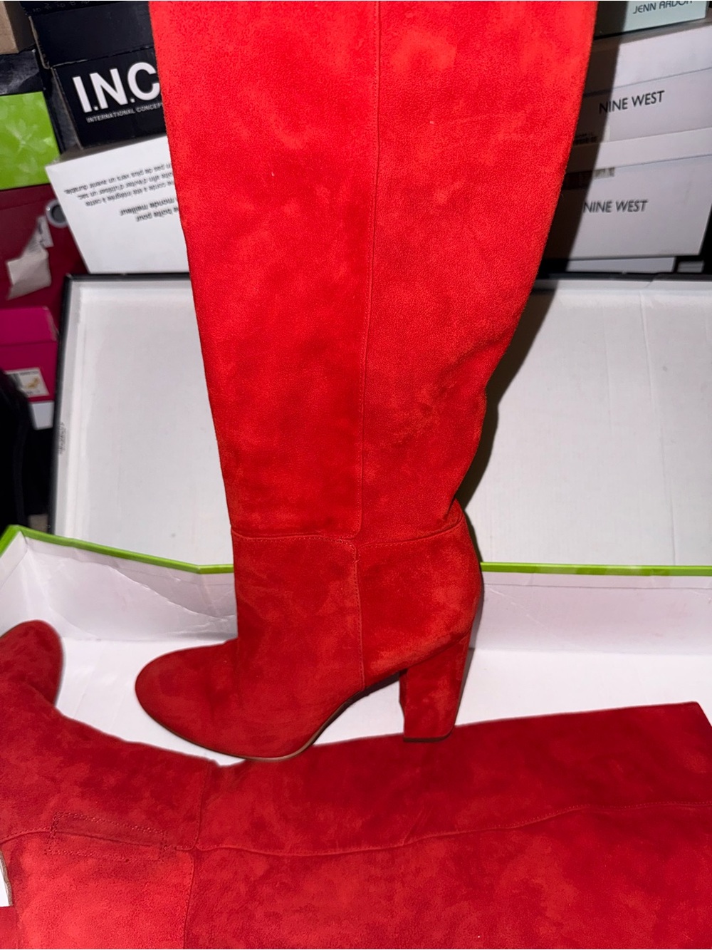 Sam Edelman Red Suede Over-the-Knee Block Heel Boots